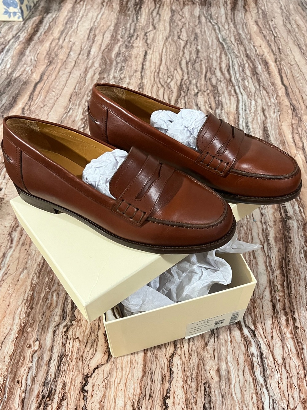 Sezane Brown Leather Penny Loafers - Picture 5 of 9